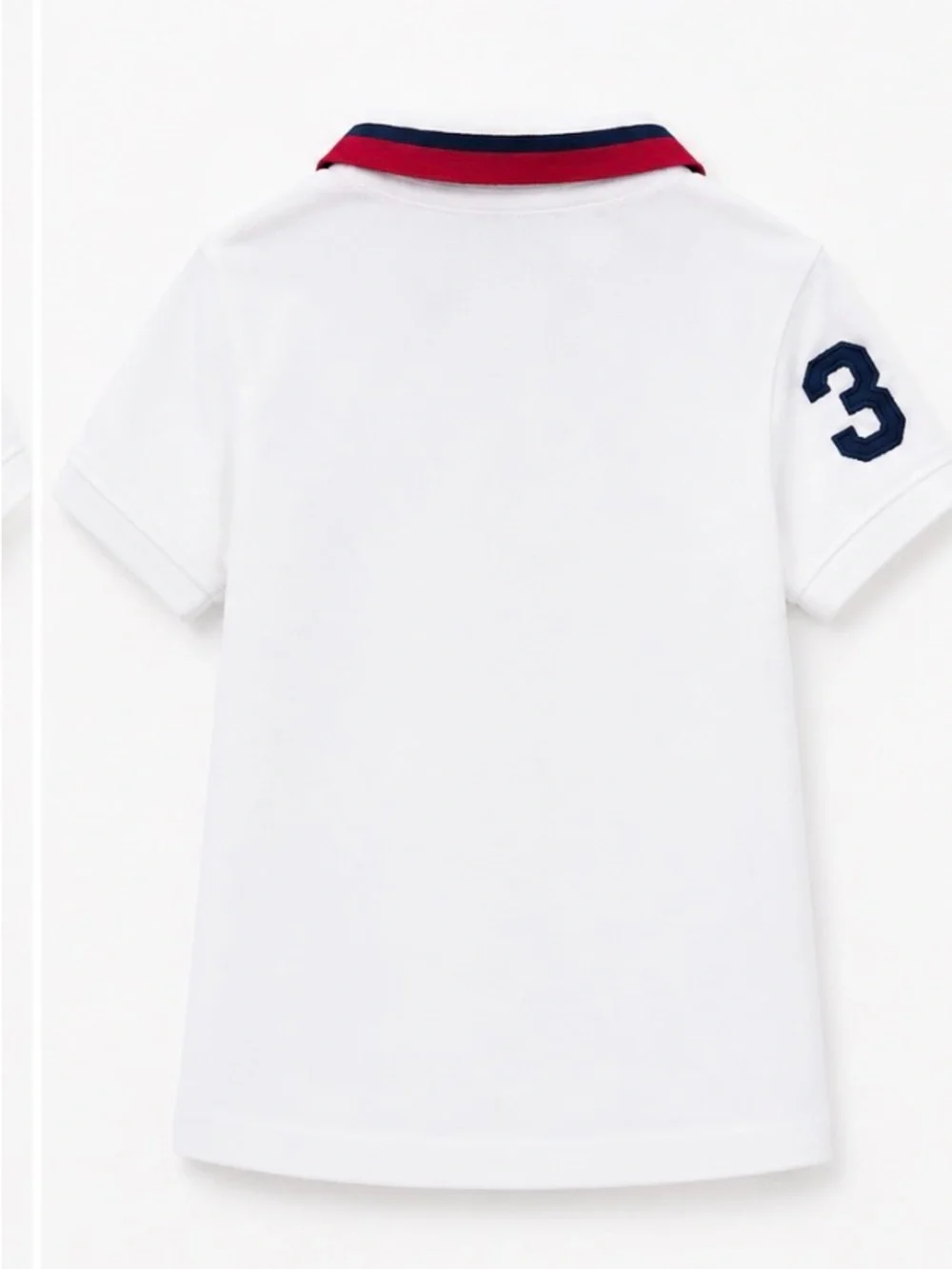Ralph Lauren White Polo with Red & Navy Trim and USA Patch